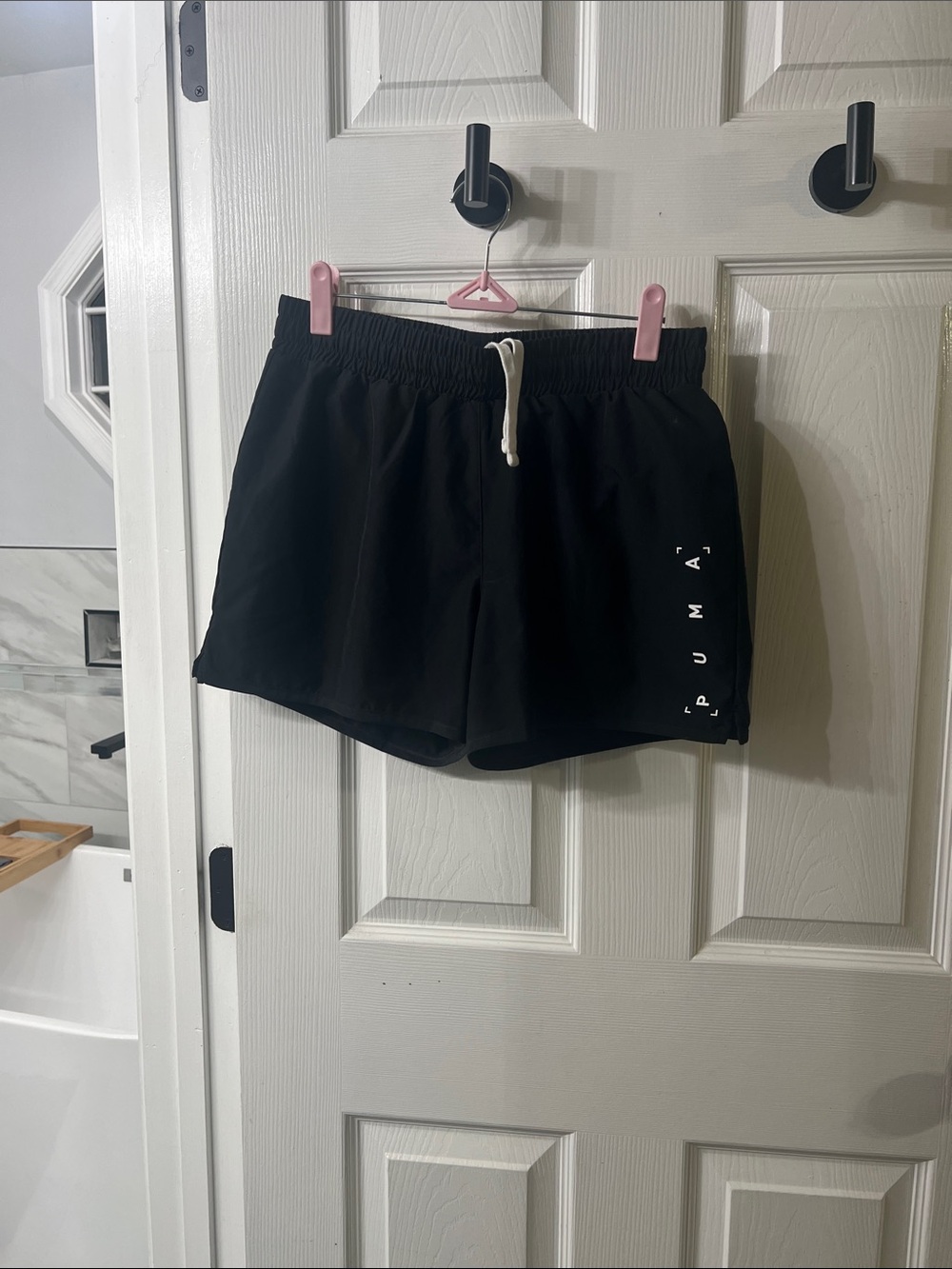 PUMA Women’s Black Athletic Running Shorts Drawstring Logo Size Small